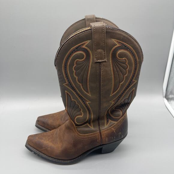 Laredo Lea Vamp Boots Womens 7.5 M Brown Embroidered Leather Western Cowboy - Picture 3 of 8